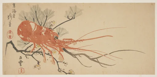 Kreeft, pruim en dennen tak, ca. 1818